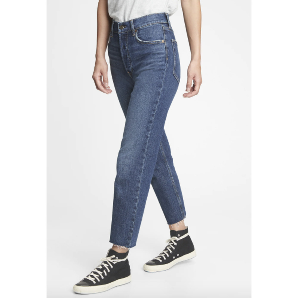 Gap Cheeky Straight High Rise Jeans Button Fly 29 8 R Dark Indigo Blue Denim - Picture 14 of 15